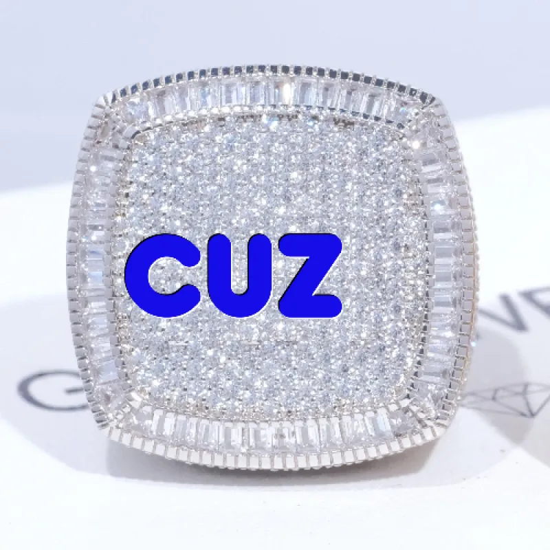CUSTOM LETTER 3D ICED RING sold by The GUU Shop