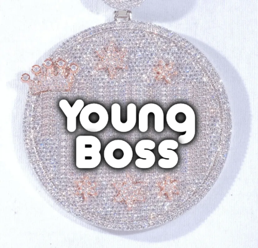 CUSTOM LETTER NECKLACE 3D BIG CROWN DISC sold by The GUU Shop