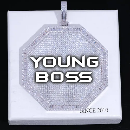 CUSTOM LETTER NECKLACE 3D BIG OCTAGON sold by The GUU Shop