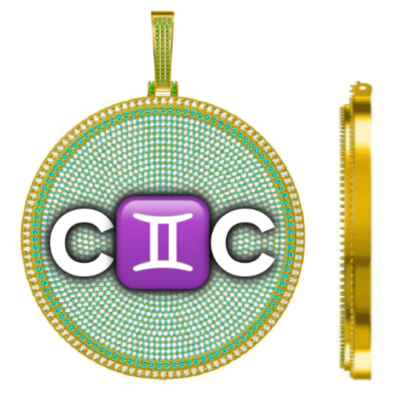 CUSTOM LETTER NECKLACE 3D BIG DISC sold by The GUU Shop