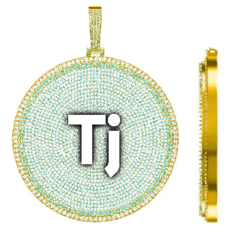 CUSTOM LETTER NECKLACE 3D BIG DISC sold by The GUU Shop