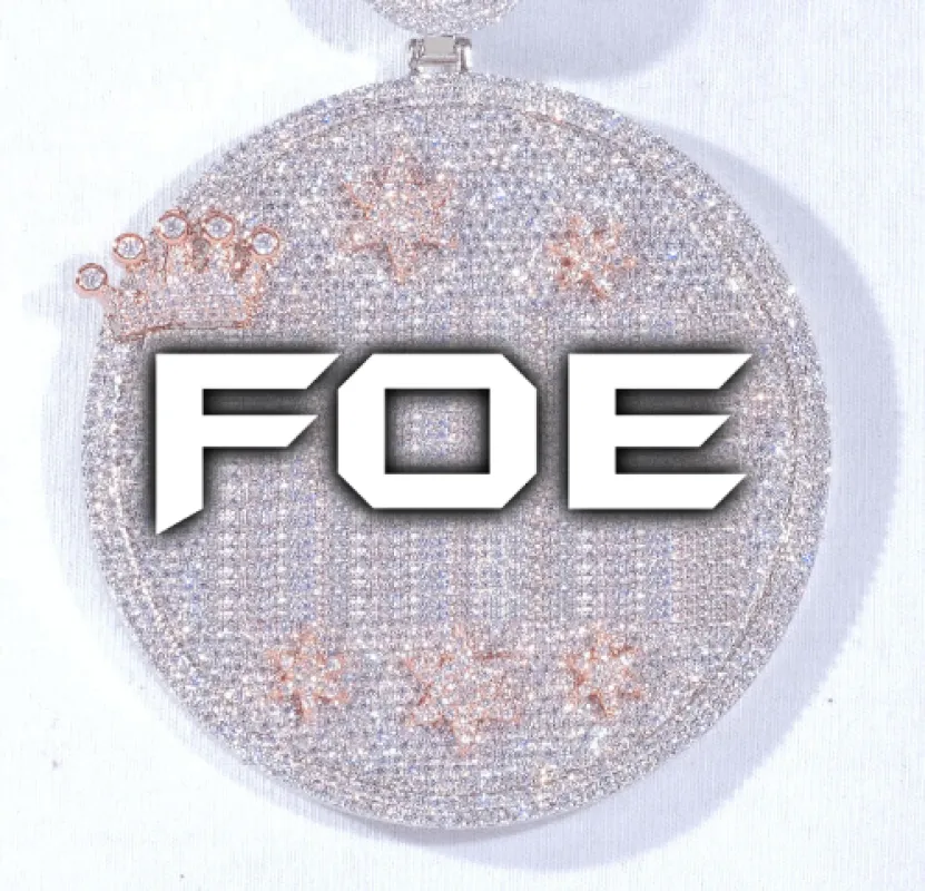 CUSTOM LETTER NECKLACE 3D BIG CROWN DISC sold by The GUU Shop