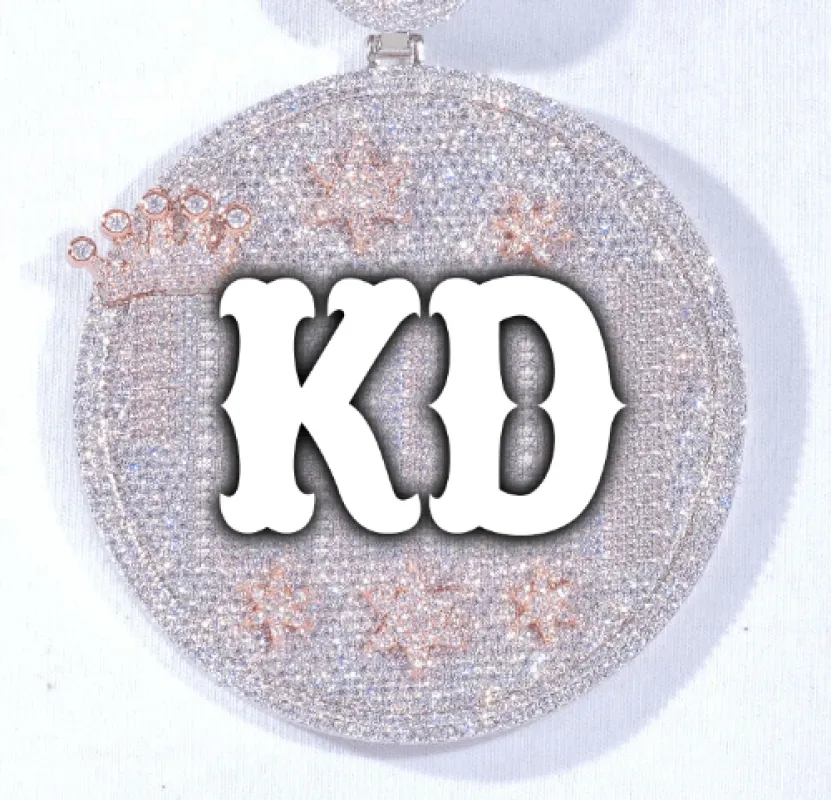 CUSTOM LETTER NECKLACE 3D BIG CROWN DISC made by The GUU Shop