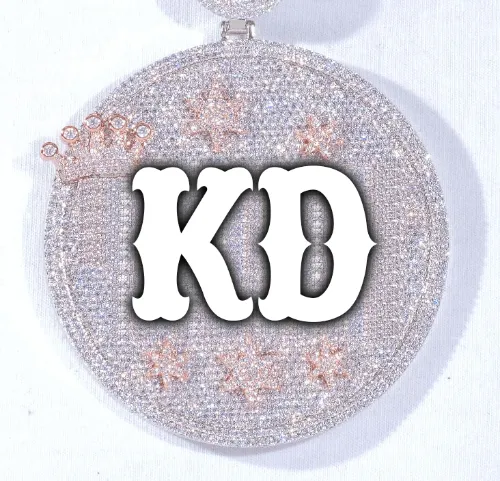 CUSTOM LETTER NECKLACE 3D BIG CROWN DISC sold by The GUU Shop