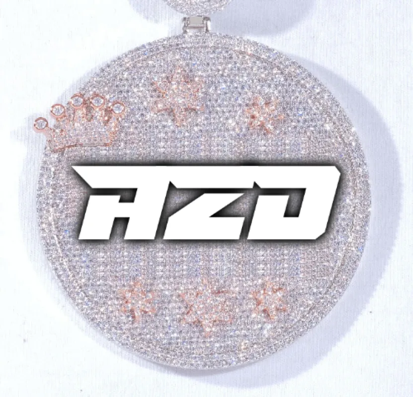 CUSTOM LETTER NECKLACE 3D BIG CROWN DISC sold by The GUU Shop