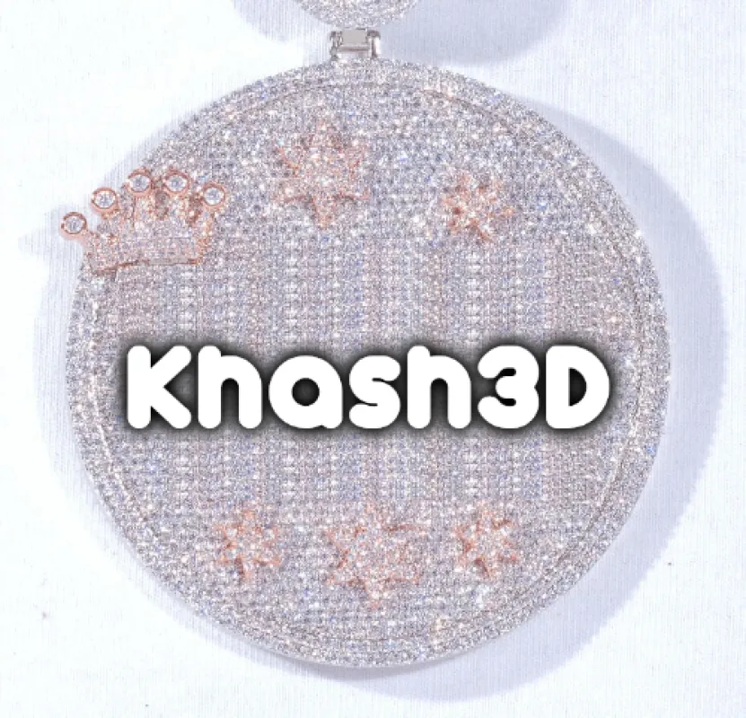 CUSTOM LETTER NECKLACE 3D BIG CROWN DISC sold by The GUU Shop