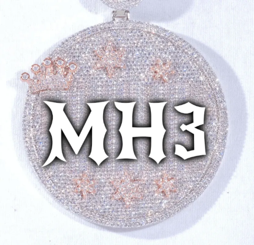 CUSTOM LETTER NECKLACE 3D BIG CROWN DISC sold by The GUU Shop