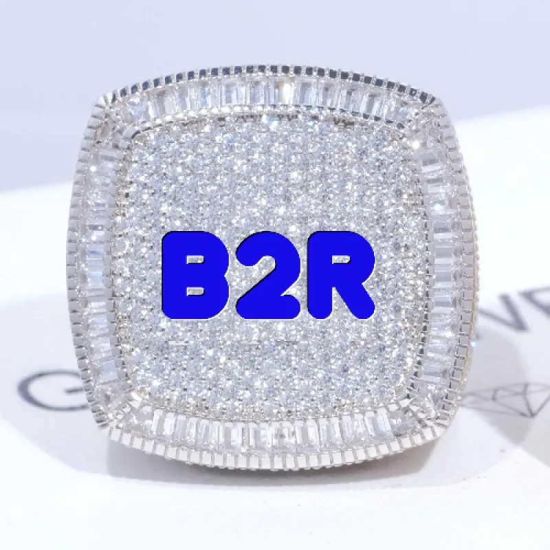 CUSTOM LETTER 3D ICED RING sold by The GUU Shop