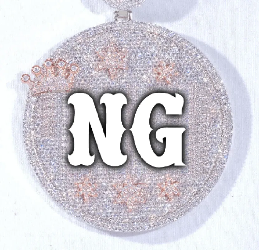 CUSTOM LETTER NECKLACE 3D BIG CROWN DISC sold by The GUU Shop