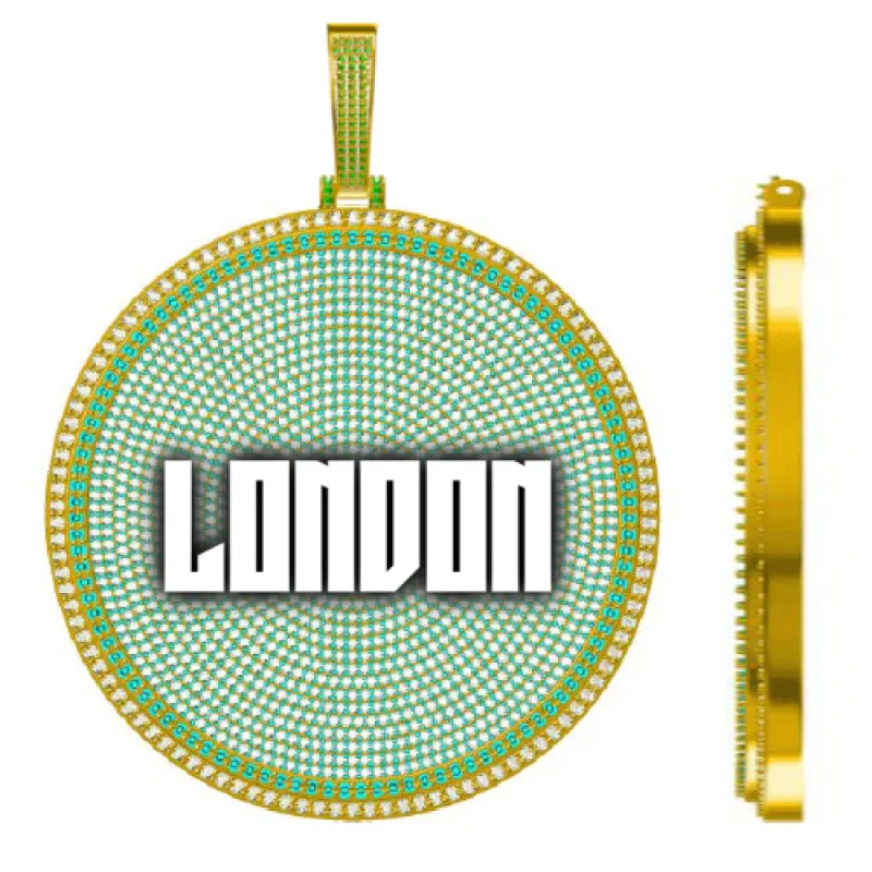 CUSTOM LETTER NECKLACE 3D BIG DISC sold by The GUU Shop