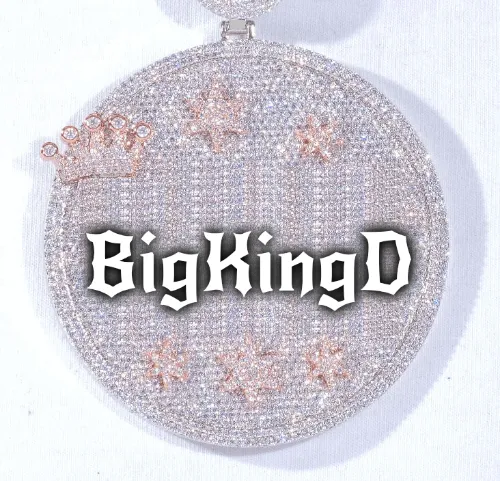 CUSTOM LETTER NECKLACE 3D BIG CROWN DISC sold by The GUU Shop