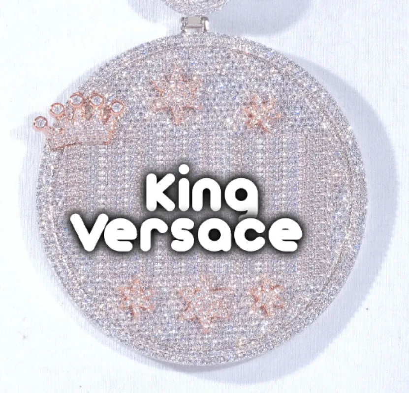 CUSTOM LETTER NECKLACE 3D BIG CROWN DISC sold by The GUU Shop