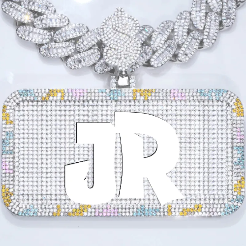 CUSTOM LETTER NECKLACE 3D COLORFUL SQUARE sold by The GUU Shop