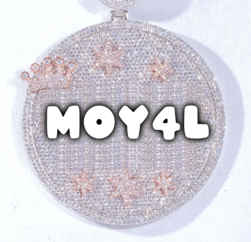 CUSTOM LETTER NECKLACE 3D BIG CROWN DISC made by The GUU Shop