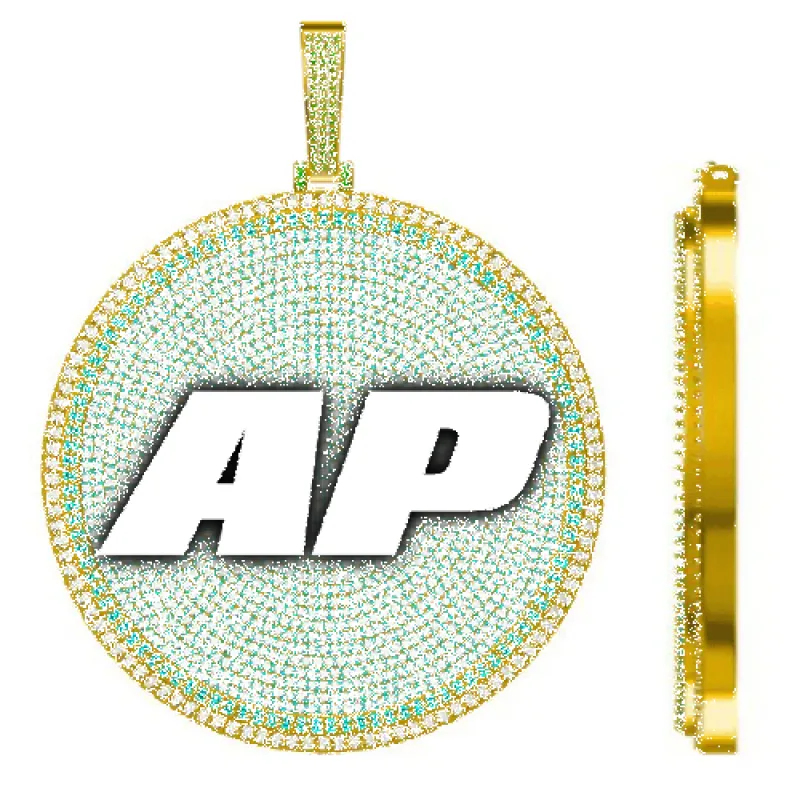 CUSTOM LETTER NECKLACE 3D BIG DISC sold by The GUU Shop