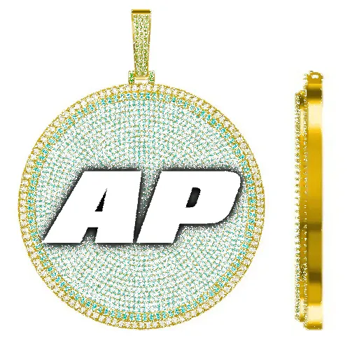 CUSTOM LETTER NECKLACE 3D BIG DISC sold by The GUU Shop