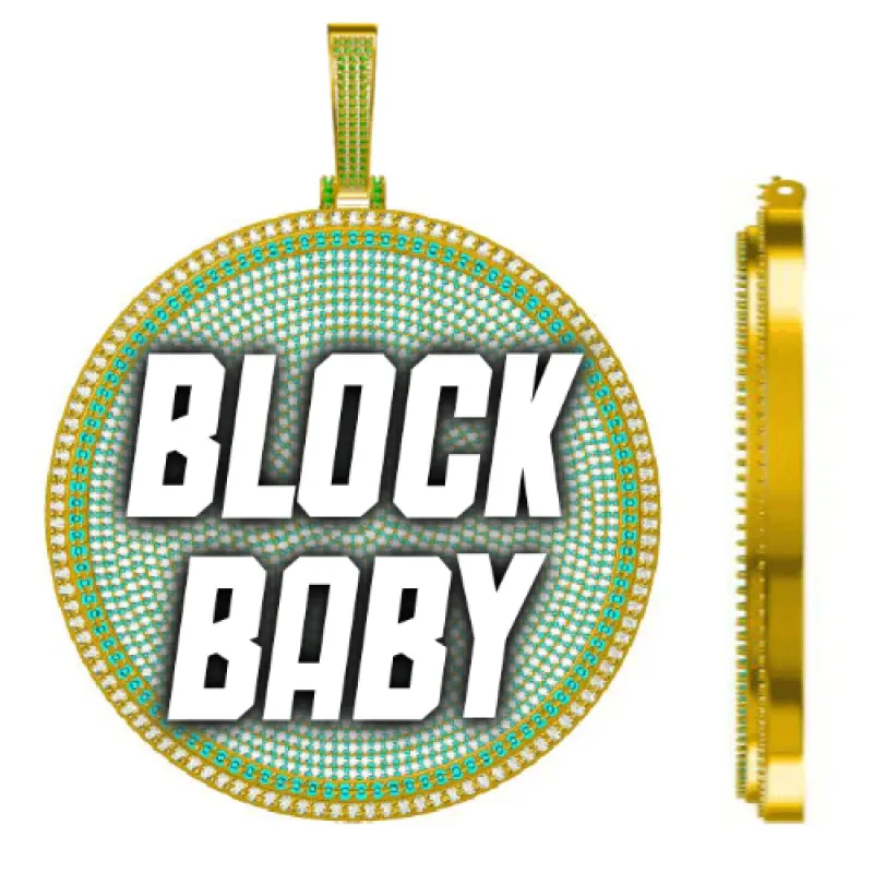 CUSTOM LETTER NECKLACE 3D BIG DISC sold by The GUU Shop