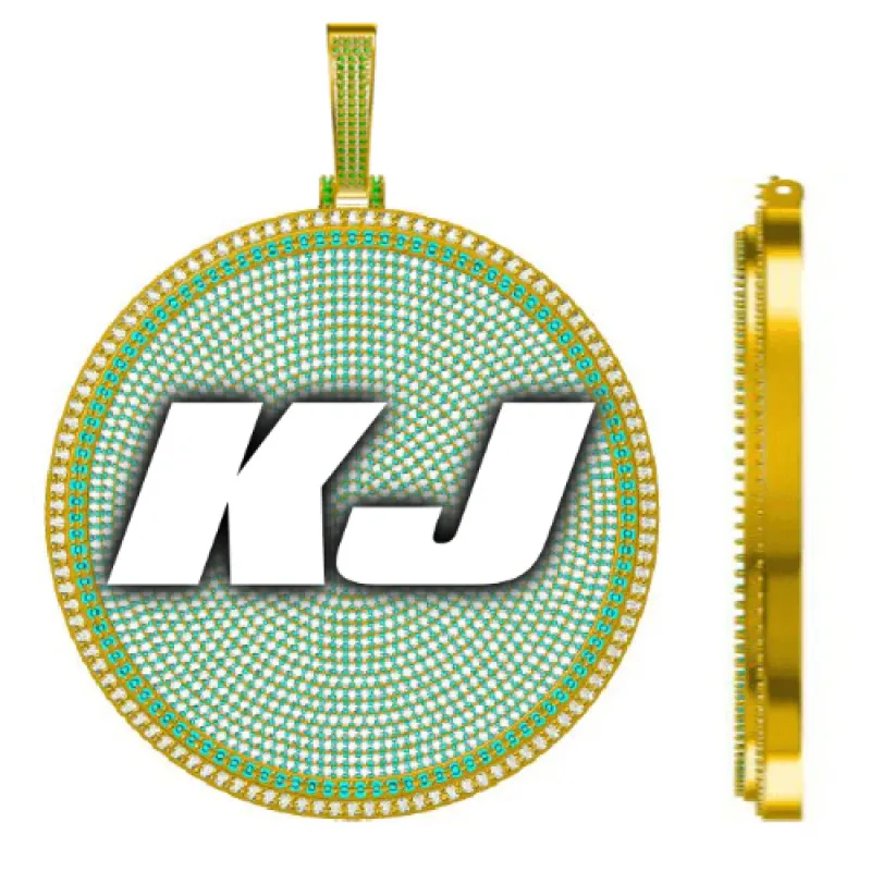 CUSTOM LETTER NECKLACE 3D BIG DISC sold by The GUU Shop