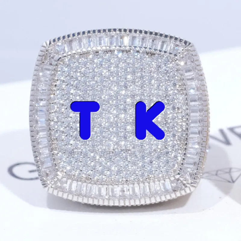 CUSTOM LETTER 3D ICED RING sold by The GUU Shop