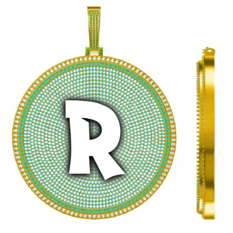 CUSTOM LETTER NECKLACE 3D BIG DISC sold by The GUU Shop