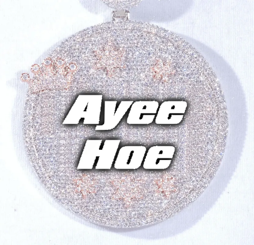 CUSTOM LETTER NECKLACE 3D BIG CROWN DISC sold by The GUU Shop