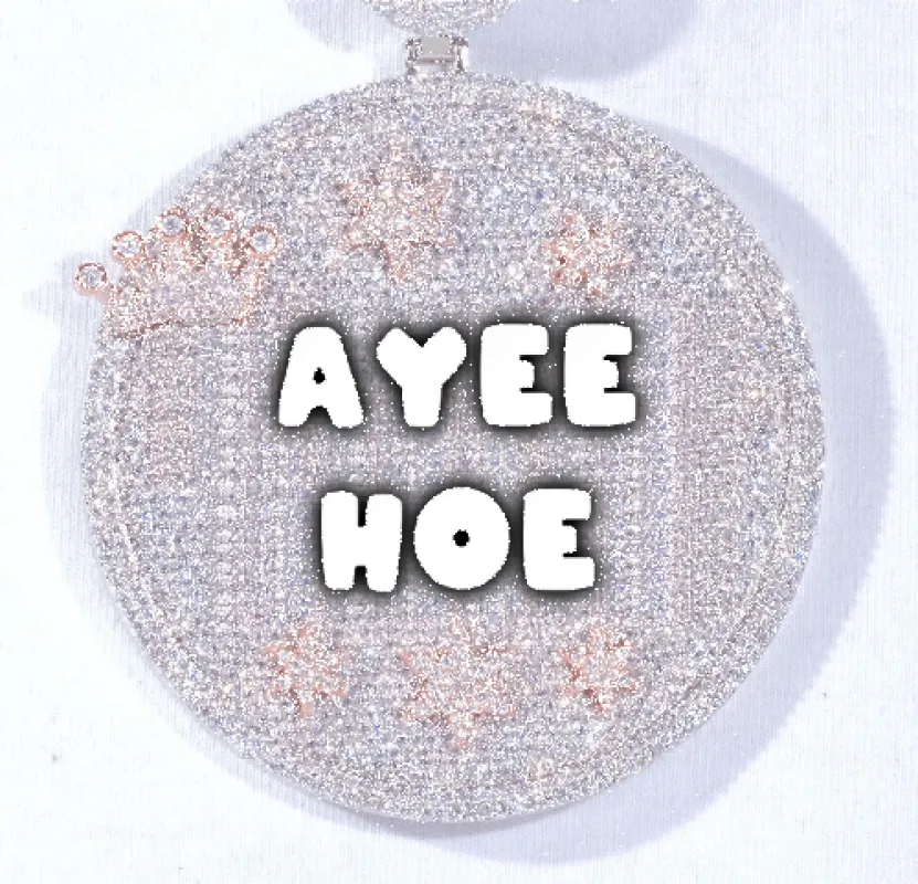 CUSTOM LETTER NECKLACE 3D BIG CROWN DISC sold by The GUU Shop