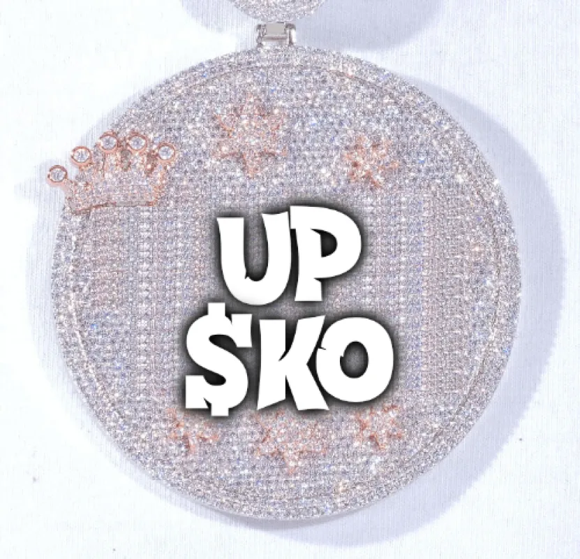 CUSTOM LETTER NECKLACE 3D BIG CROWN DISC sold by The GUU Shop