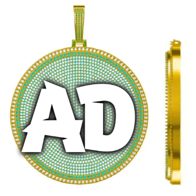 CUSTOM LETTER NECKLACE 3D BIG DISC sold by The GUU Shop