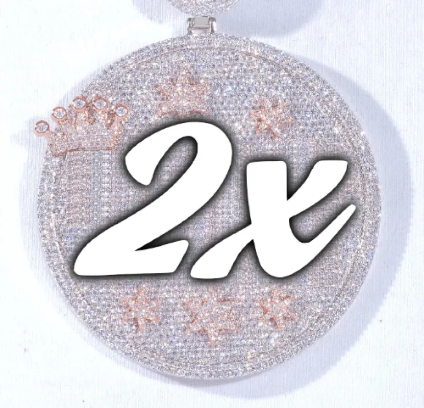 CUSTOM LETTER NECKLACE 3D BIG CROWN DISC sold by The GUU Shop