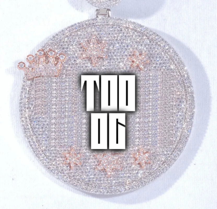 CUSTOM LETTER NECKLACE 3D BIG CROWN DISC sold by The GUU Shop