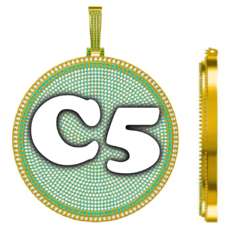 CUSTOM LETTER NECKLACE 3D BIG DISC sold by The GUU Shop