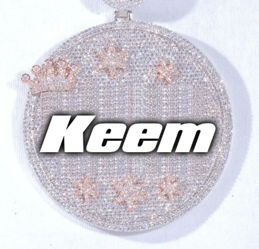 CUSTOM LETTER NECKLACE 3D BIG CROWN DISC sold by The GUU Shop