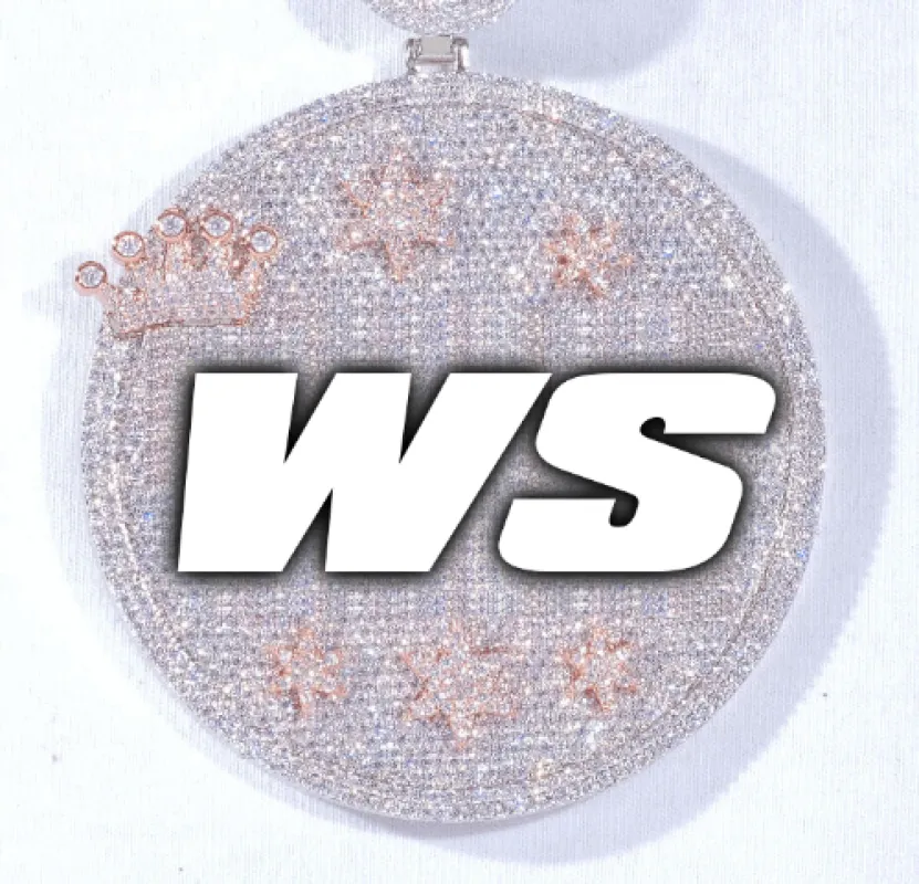 CUSTOM LETTER NECKLACE 3D BIG CROWN DISC sold by The GUU Shop