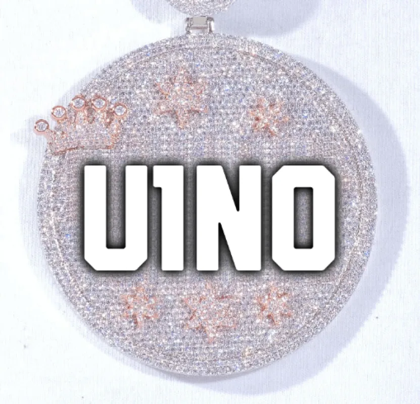 CUSTOM LETTER NECKLACE 3D BIG CROWN DISC sold by The GUU Shop