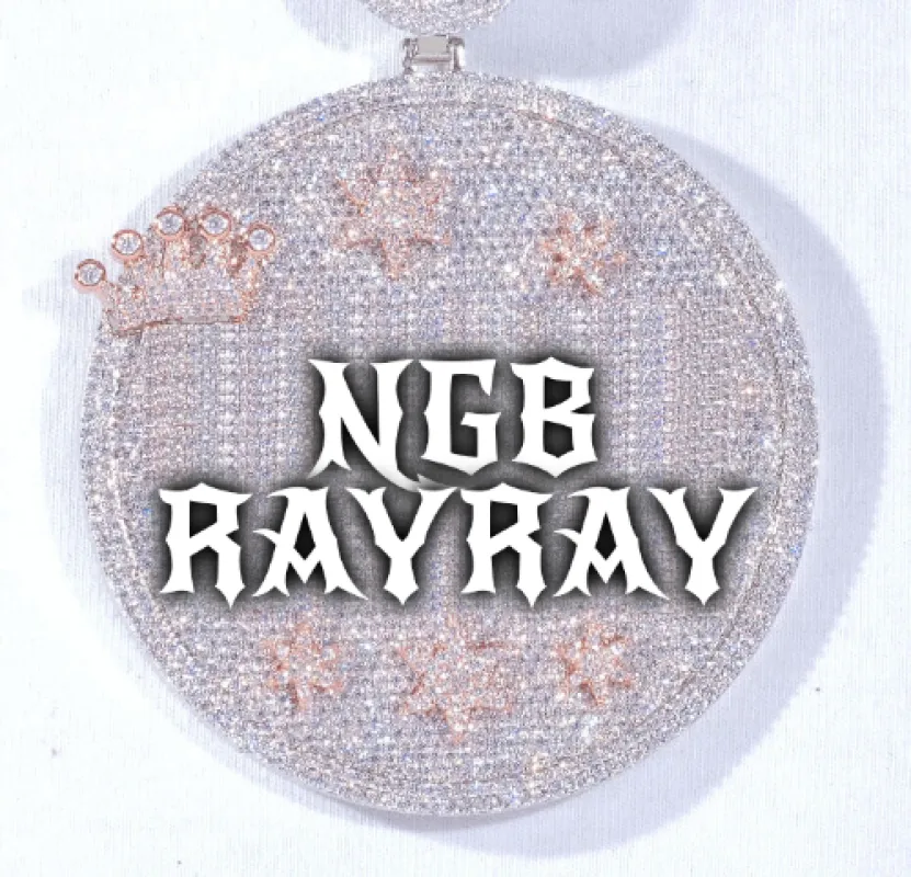 CUSTOM LETTER NECKLACE 3D BIG CROWN DISC sold by The GUU Shop