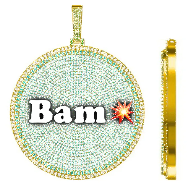 CUSTOM LETTER NECKLACE 3D BIG DISC sold by The GUU Shop