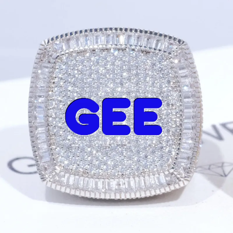 CUSTOM LETTER 3D ICED RING sold by The GUU Shop