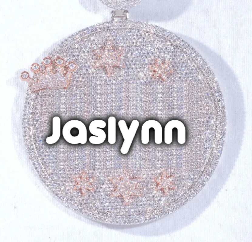 CUSTOM LETTER NECKLACE 3D BIG CROWN DISC sold by The GUU Shop