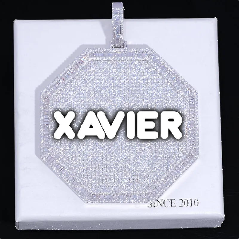 CUSTOM LETTER NECKLACE 3D BIG OCTAGON sold by The GUU Shop