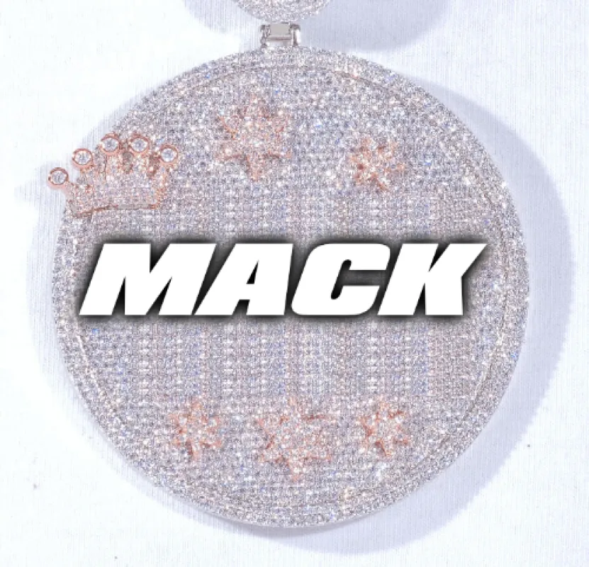 CUSTOM LETTER NECKLACE 3D BIG CROWN DISC sold by The GUU Shop