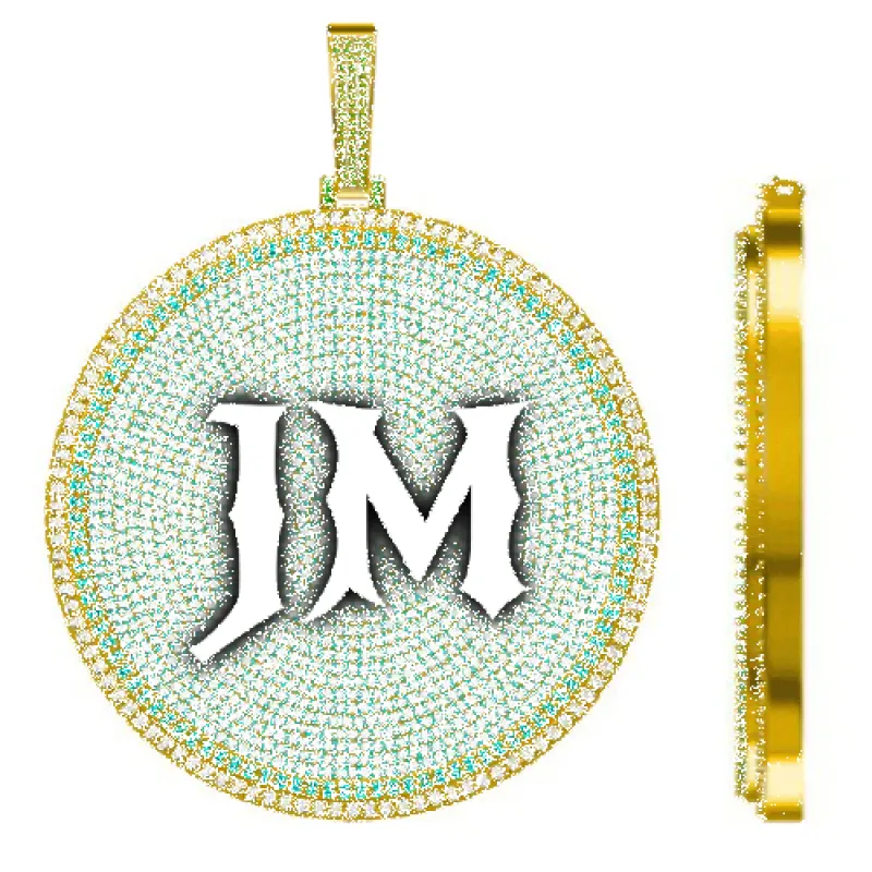 CUSTOM LETTER NECKLACE 3D BIG DISC sold by The GUU Shop