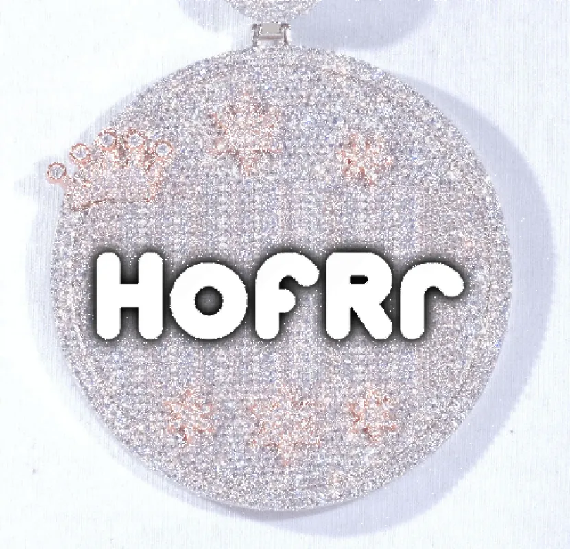 CUSTOM LETTER NECKLACE 3D BIG CROWN DISC sold by The GUU Shop