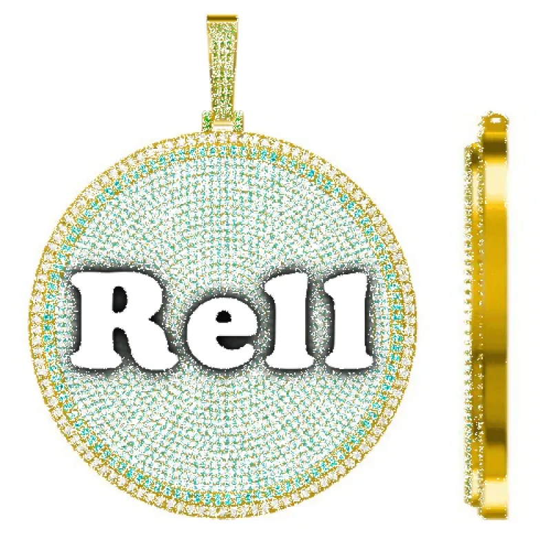 CUSTOM LETTER NECKLACE 3D BIG DISC sold by The GUU Shop