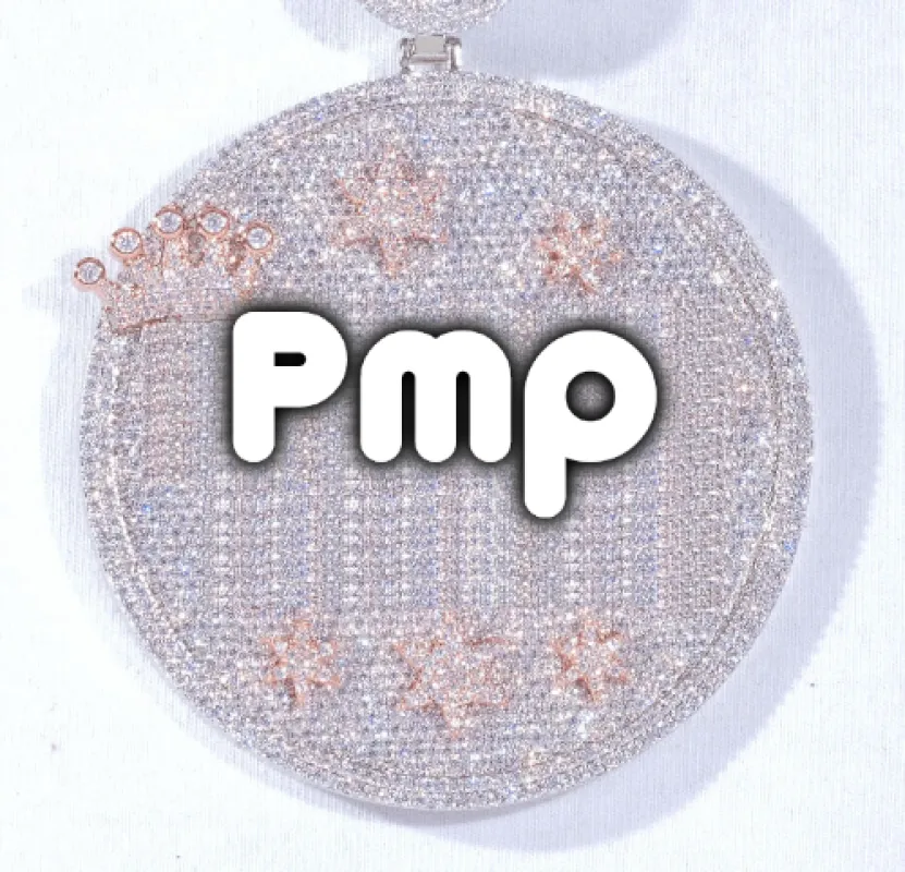 CUSTOM LETTER NECKLACE 3D BIG CROWN DISC sold by The GUU Shop