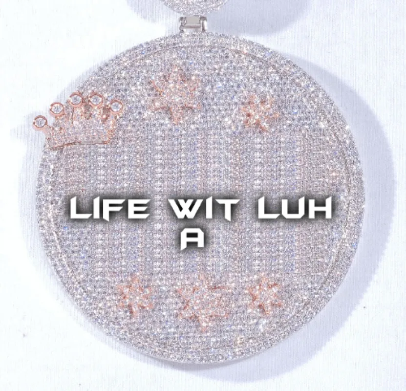 CUSTOM LETTER NECKLACE 3D BIG CROWN DISC sold by The GUU Shop