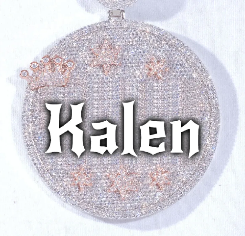 CUSTOM LETTER NECKLACE 3D BIG CROWN DISC sold by The GUU Shop