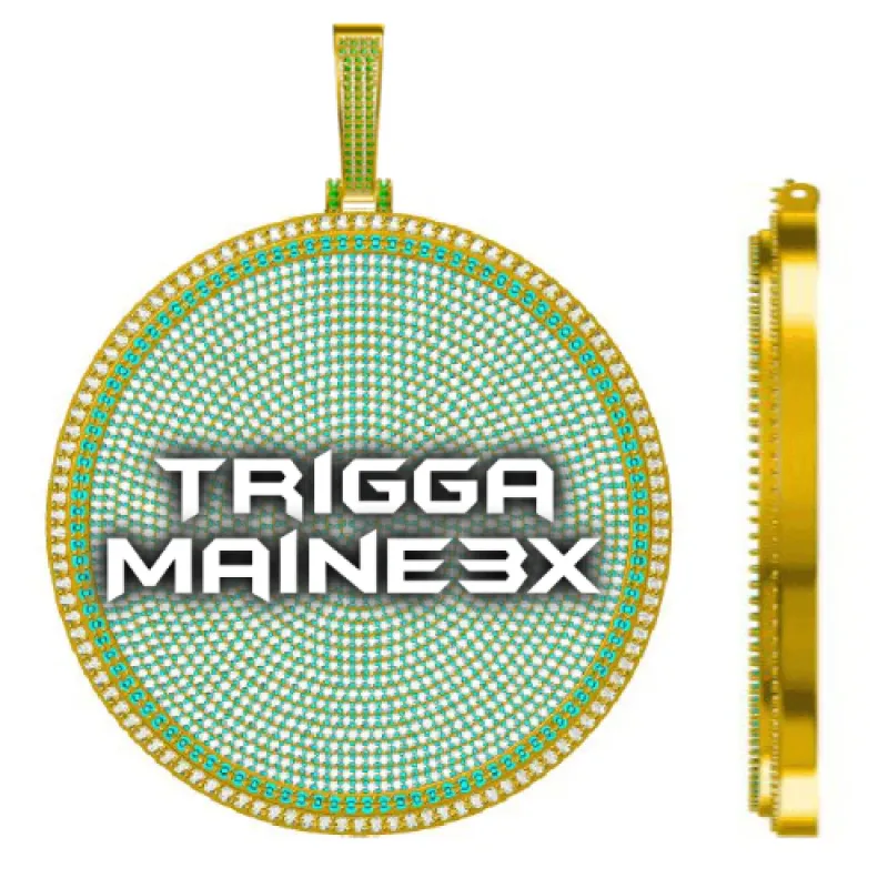 CUSTOM LETTER NECKLACE 3D BIG DISC sold by The GUU Shop