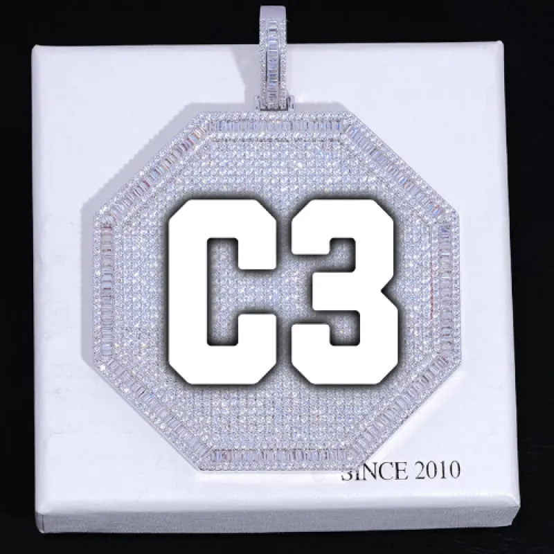 CUSTOM LETTER NECKLACE 3D BIG OCTAGON sold by The GUU Shop