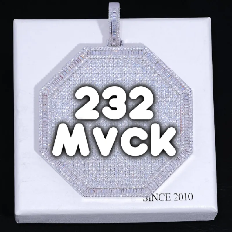 CUSTOM LETTER NECKLACE 3D BIG OCTAGON sold by The GUU Shop