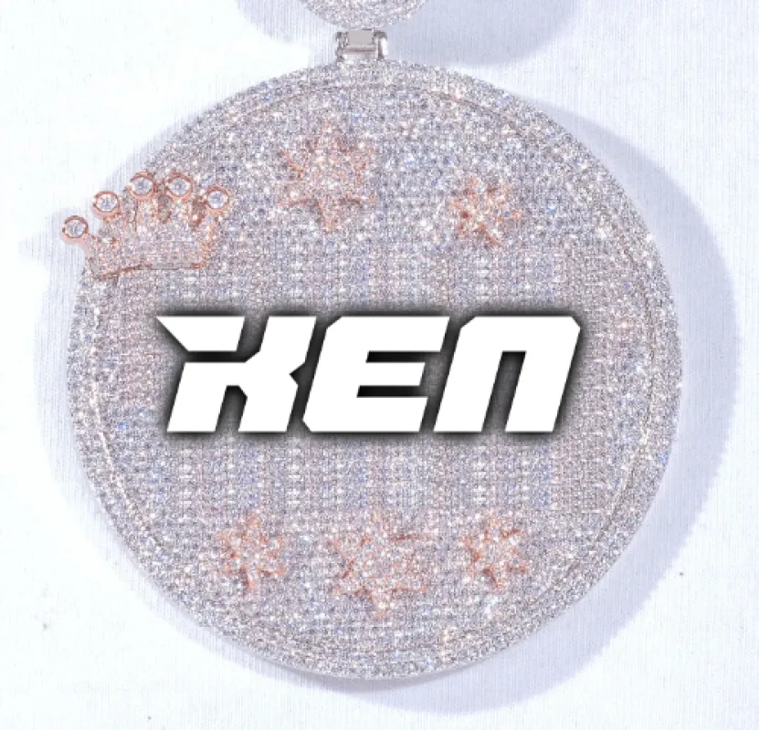 CUSTOM LETTER NECKLACE 3D BIG CROWN DISC sold by The GUU Shop